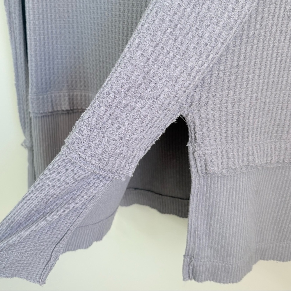 FREE PEOPLE North Shore Thermal Waffle Knit Tunic Storm Grey Womens S Oversized - Picture 7 of 8